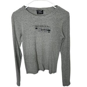 Polo Jeans Co. Ralph Lauren Grey Long-Sleeved Basic Tee Shirt Women's Size Med